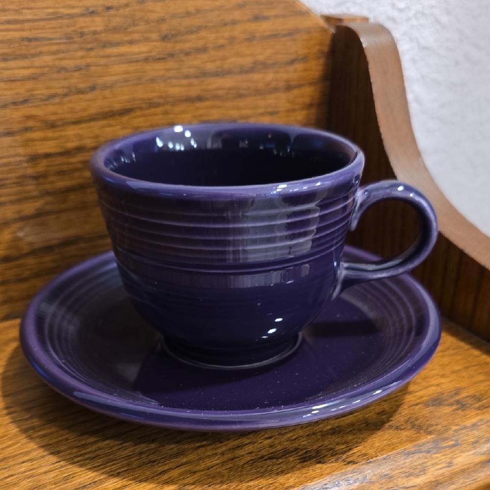 Fiesta Purple Tea Cup and Saucer - Picture 1 of 5